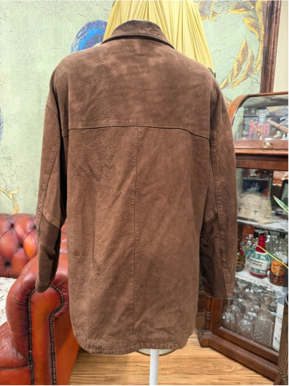 Vintage OASIS Brown Suede Leather Jacket Minimalist Western Cowboy Rancher Coat - Picture 6 of 12
